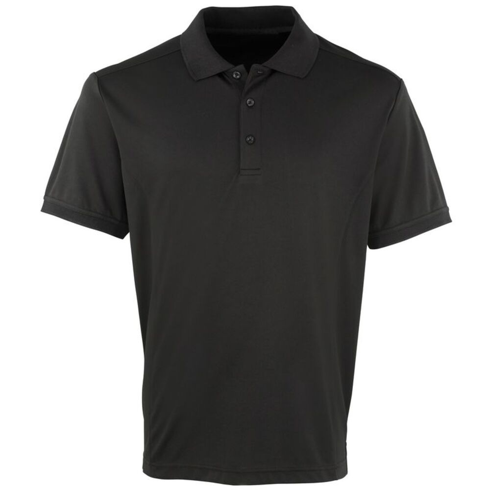 Premier Mens Coolchecker Pique Short Sleeve Polo T-Shirt / Black